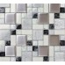 Metallic Backsplash Tile Brushed Stainless Steel Metal Tiles Crackle Glass Mosaic Wall Decor LS53