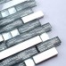Metallic Backsplash Tiles Silver 304 Stainless Steel Sheet Metal & Crystal Glass Blend Mosaic H32