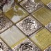 Metal and Glass Tile Backsplash Silver Stainless Steel and Gold Crystal Glass Mosaic Wall Tiles