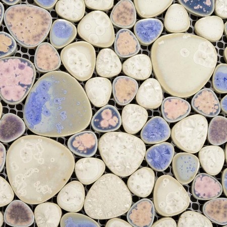 Heart-shaped Mosaic Art Collection Mixed Porcelain Pebble Tile Sheets for Fireplace Wall Border Tile
