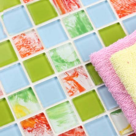 Mosaic Tile Crystal Glass Mirror Backsplash Design Hand Painted Bathroom Wall Floor Tiles Bedroom