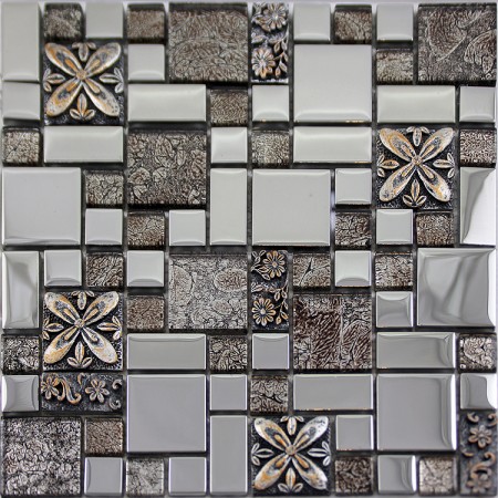 Glass Mosaic Tiles Blacksplash Crystal Mosaic Tile Bathroom Plated Wall Porcelain Stickers GSB03