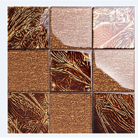 big chip crystal glass tiles TV background backsplashes tile brick mosaic deco brown tiles KLGT008
