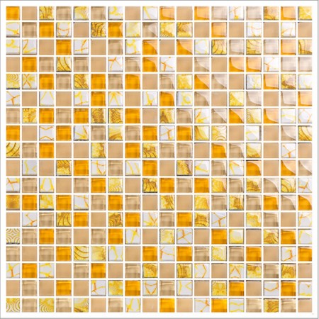 yellow glass mosaic tile forsted glass hand painted art design wall tile hall backsplashes decor washroom kitchen tiles KLGT1504 