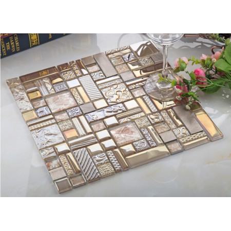 crystal glass mosaic tile backsplash metal tiles wall backsplashes bathroom aluminum tile decor KLGT408