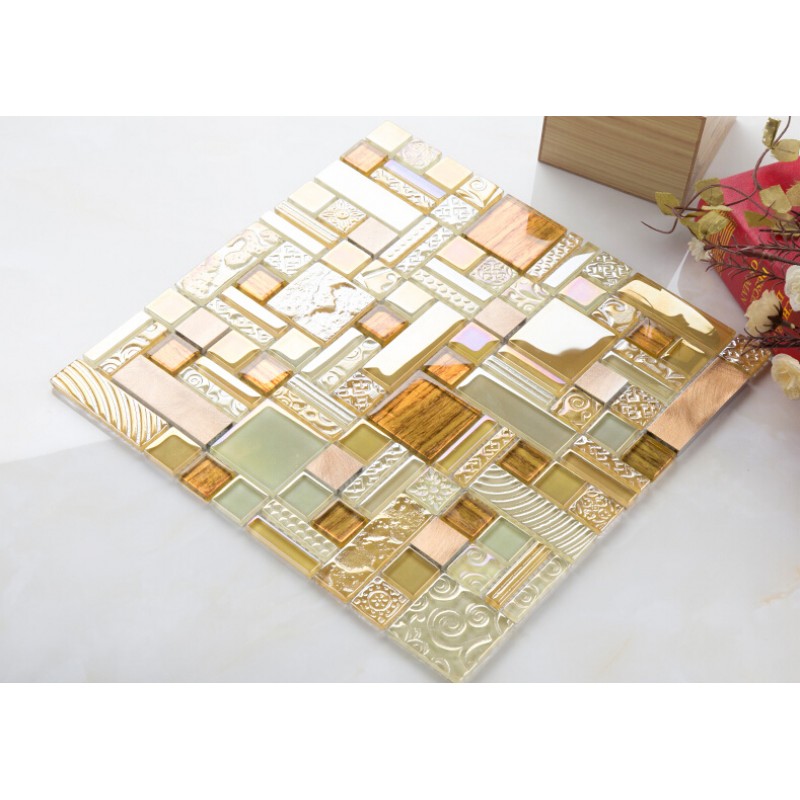 crystal glass mosaic tile stainless steel tiles wall backsplashes ...