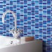 Crystal Glass Tile Brick Strip Kitchen Backsplash Tiles Bathroom Wall Sticker Blue Glass Mosaic Tiles 103