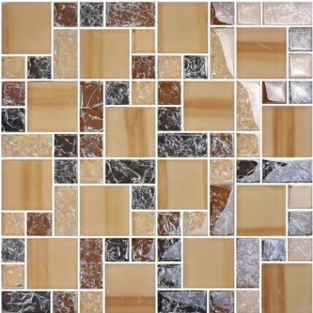 Crackle Crystal Glass Backsplash Kitchen Brown Mosaic Tile Ice Crack Bathroom Wall Floor Tiles MA13