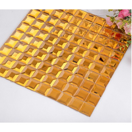 gold mirror tile pyramid designs crystal glass mosaic tiles kitchen backsplash bathroom mirrored wall tile KLGT921