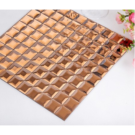 tea crystal glass mosaic sheets mirror tile kitchen wall backsplashes square mirrored tile pyramid design mirrors KLGT930