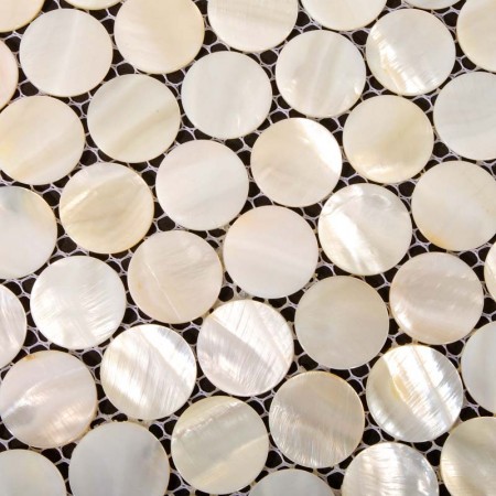 Mother of Pearl Tiles Bathroom Wall Mirror Tile Penny Round Shell Tile Natural White Seashell Mosaic
