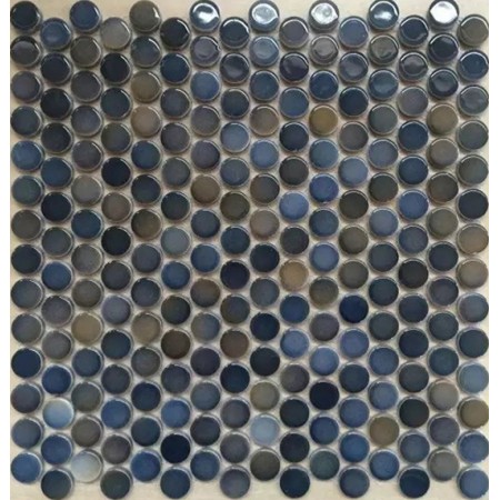 Penny Round Tile Glossy Porcelain Floor Tiles 3/5" Ceramic Mosaic Backsplash