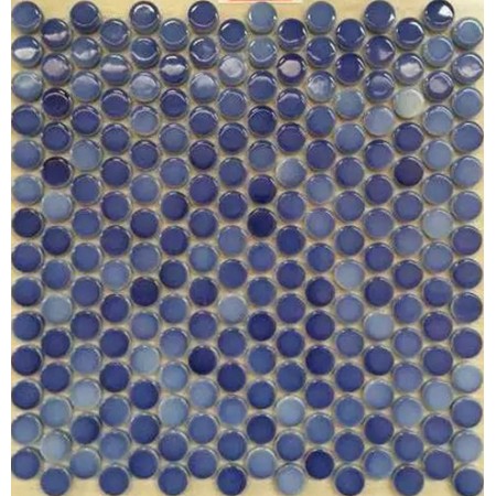 Penny Round Tile Sea Blue Porcelain Floor Tiles 3/5" Ceramic Mosaic Backsplash