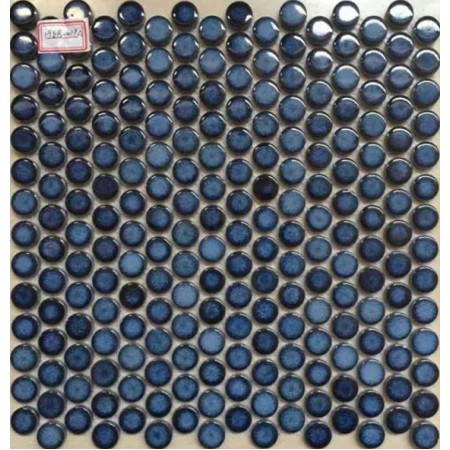 Penny Round Tile Blue Porcelain Floor Tiles 3/5" Ceramic Mosaic Backsplash