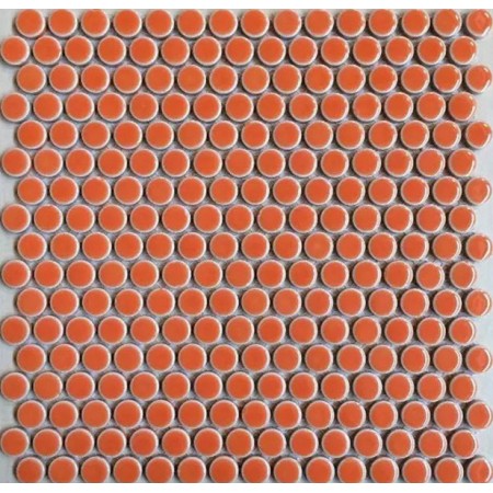 Penny Round Tile Orange Porcelain Floor Tiles 3/5" Glossy Ceramic Mosaic Backsplash