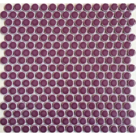 Penny Round Tile Purple Porcelain Floor Tiles 3/5" Glossy Ceramic Mosaic Backsplash