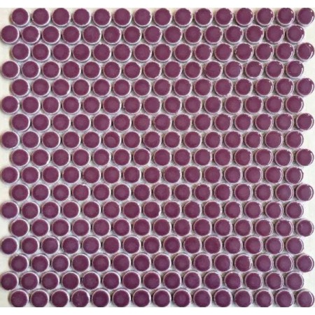 Penny Round Tile Purple Porcelain Floor Tiles 3/5" Glossy Ceramic Mosaic Backsplash