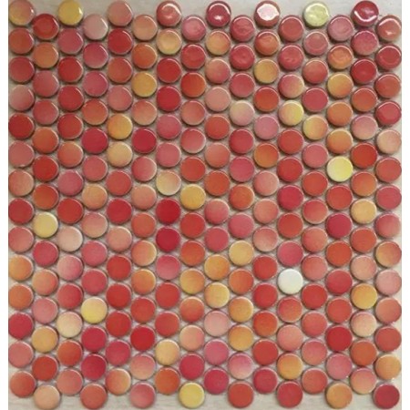 Penny Round Tile Red Porcelain Floor Tiles 3/5" Glossy Ceramic Mosaic Backsplash