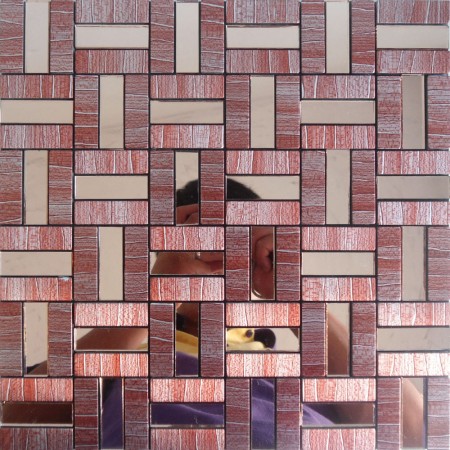 Peel and Stick Tile Red Aluminum Metal Wall Tile Adhsive Mosaic Kitchen Backsplash MH-275
