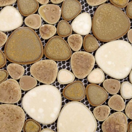 Porcelain Pebble Tile Sheets Bathroom Wall Backsplash Collection Mixed Heart-shaped Mosaic Art
