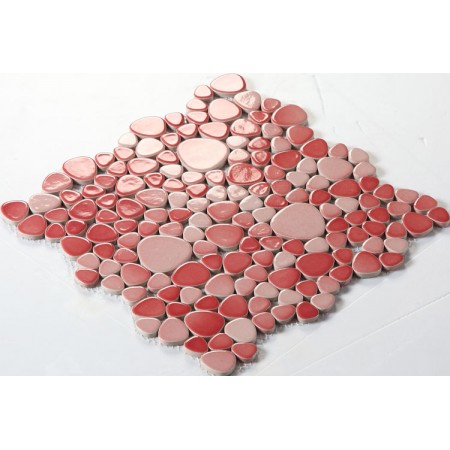 Wholesale Porcelain Pebble Mosaic Tiles Design Red Ceramic Tile Flooring Kitchen Backsplash FS1702