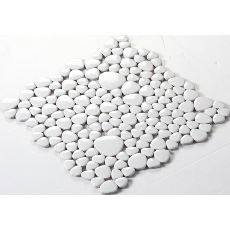 Wholesale Porcelain Pebble Mosaic Tiles Design White Ceramic Tile Flooring Kitchen Backsplash FS1713