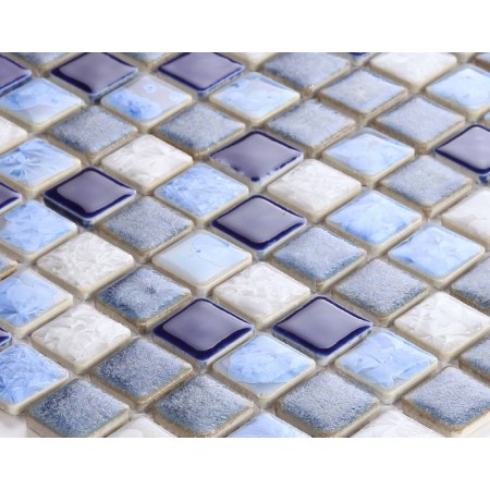 Blue Porcelain Square Mosaic Tiles Design Glazed Ceramic Tile Wall Kitchen Backsplash DS-552