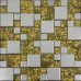 Gold Glass and Porcelain Square Mosaic Tile Designs Plated Ceramic Tiles Wall Kitchen Backsplash GB09