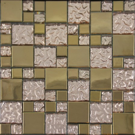 Gold Porcelain Tile Designs Bathroom Wall Copper Glass Mosaic Plated Ceramic Tiles Kitchen Backsplash GPT014