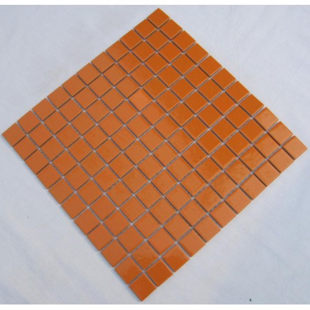 Glazed Porcelain Square Mosaic Tiles Design Orange Ceramic Tile Swimming Pool Flooring Kitchen Backsplash TC-009