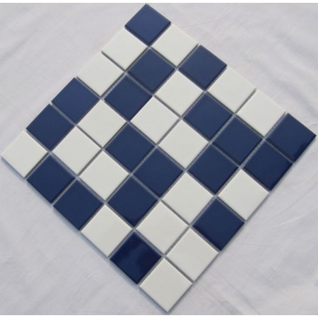 Glazed Porcelain Blue and Cream Mosaic Tiles Wall 48mm Ceramic Tile Brick Kitchen Backsplash TC48-004