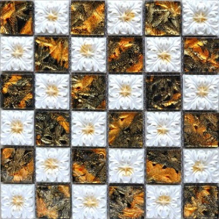 Porcelain and Glass Wall Tile Backsplash Fireplace Crystal Mosaic Flower Patterns Designs Bathroom Tiles NM010