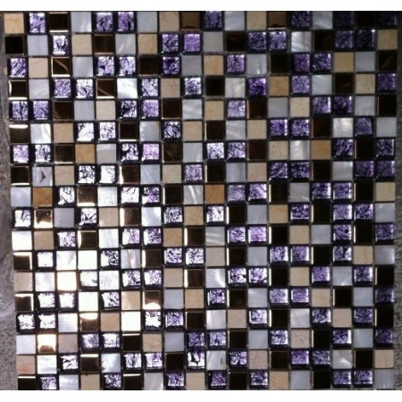 Purple Glass Mosaic And Stone Tile Kitchen Backsplash White Mother Of Pearl For Walls