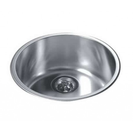 Round Kitchen Sink Top Mount Single Bowl 304 Stainless Steel, 18/10 Chrome Nickel 20 Gauge
