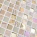 Crystal Glass Iridescent Tile Backsplash Stone & Glass Blend Mosaic Wall Tiles Square Iridescent Tile