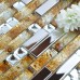 Silver Metal Diamond Glass Mosaic Stainless Steel Backsplash Clear Crystal Stick Gold Pattern GSD005