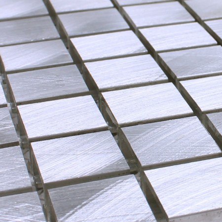 Metallic Mosaic Tile Silver Brushed Aluminum Metal Tiles Square Wall Kitchen Backsplash YAAS001