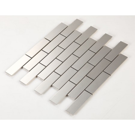 Stainless Steel Tile with Base Kitchen Backsplash Subway Metal Wall Tile Silver Mosaic Cheap Subway Tiles HC1