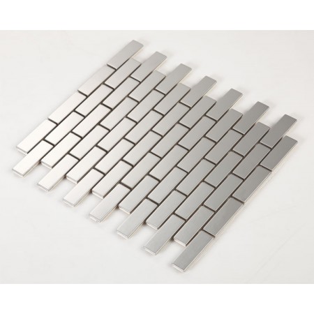 Stainless Steel Tile with Base Kitchen Backsplash Subway Metal Wall Tile Silver Mosaic Cheap Subway Tiles HC3