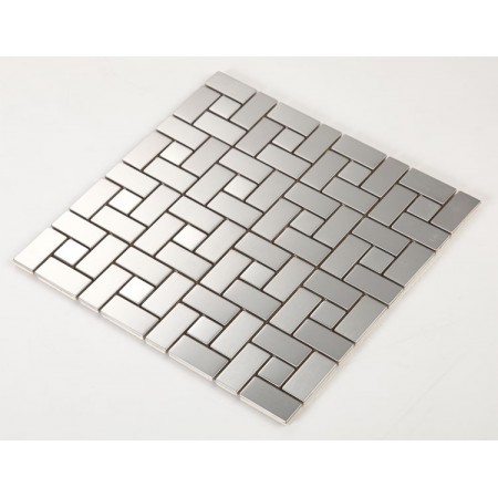 Stainless Steel Tile with Base Kitchen Backsplash Grid Metal Wall Tile Silver Mosaic Cheap Subway Tiles HC4