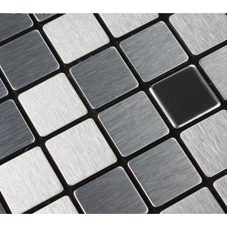 Adhsive Mosaic Tile Backsplash Square Brushed Metal Wall Decoration Dining Room Peel and Stick Tiles 6105