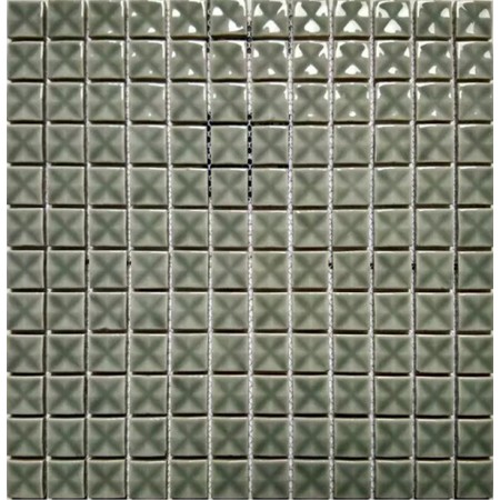 Porcelain Mosaic Glossy Tile 3D Pinwheel Patterns 7/8" Grey Bathroom Backsplash