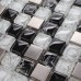 Crystal Mosaic Tile Kitchen Backsplash Brushed Stainless Steel with Base Crackle Glass Mosaic Bathroom Wall Tiles