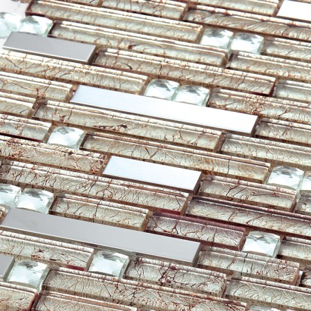 Silver Metal Tile Backsplash Kitchen Cheap Stainless Steel Tile Interlocking Crystal Glass Mosaic Diamond Patterns 185
