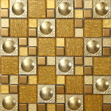 Metal Backsplash Tiles Stainless Steel Backsplash Gold Crystal Glass Mosaic Wall Decor 621