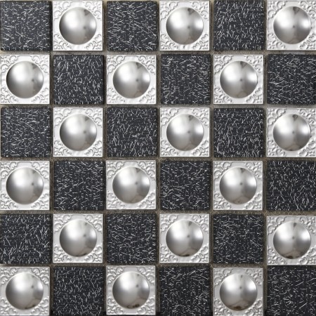 Metal Backsplash Tiles Stainless Steel Backsplash Crystal Glass Mosaic Wall Decor Tile 628
