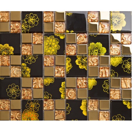 plated gold crystal mosaic tile wall backsplashes hall wall design kitchen backsplashes KLGTM66