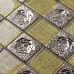 Metal and Glass Tile Backsplash Silver Stainless Steel and Gold Crystal Glass Mosaic Wall Tiles