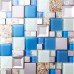 blue crackle glass tile kitchen wall TV wall backsplashes stainless steel resin conch tiles SBLT203
