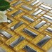 Metallic Backsplash Tiles Silver 304 Stainless Steel Sheet Metal and Gold Crystal Glass Blend Mosaic Metallic Backsplash Tiles Silver 304 Stainless Steel Sheet Metal and Gold Crystal Glass Blend Mosaic